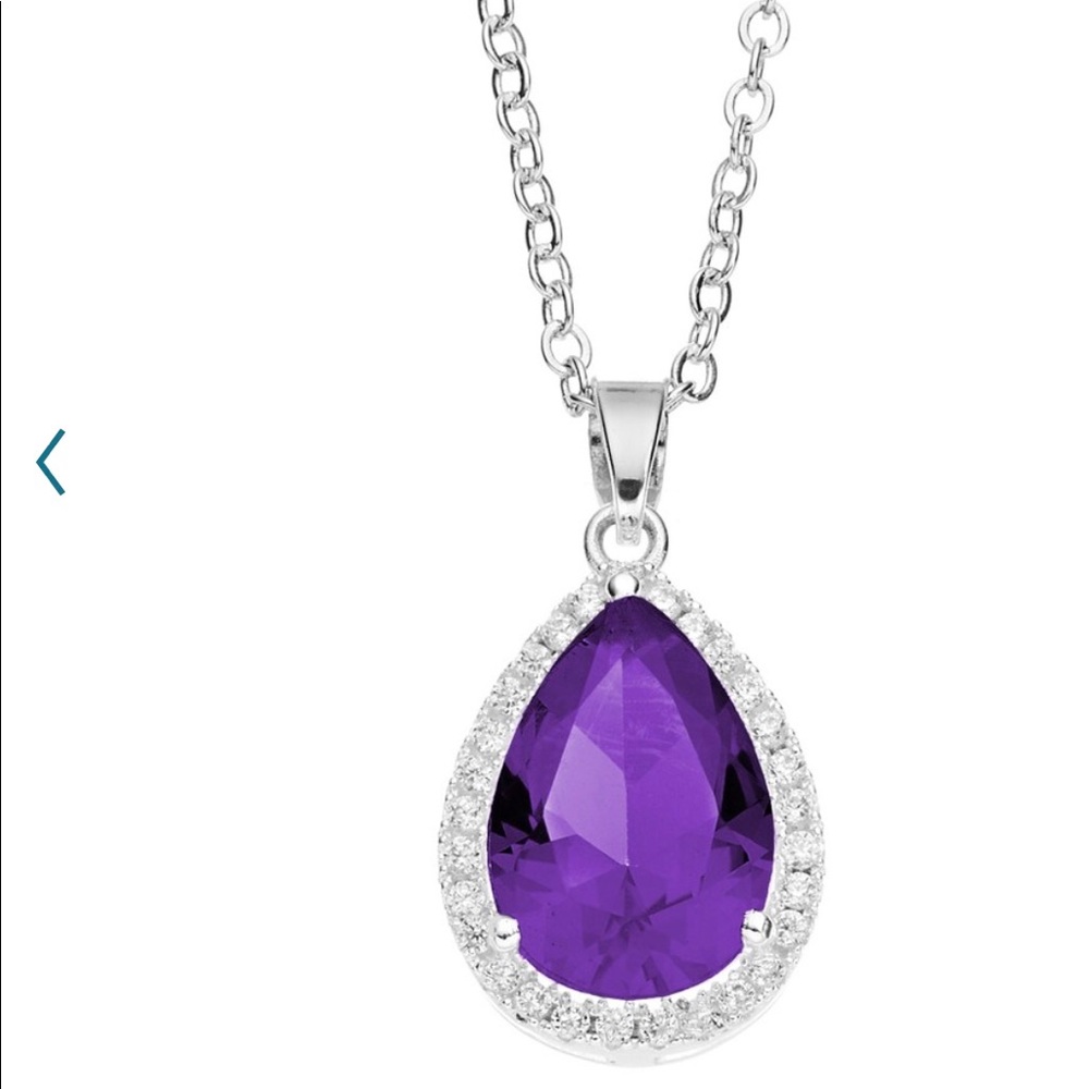 Cubic Zirconia Teardrop Halo Pendant Necklace